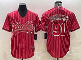 Men's Chicago Bulls #91 Dennis Rodman Red With Patch Cool Base Stitched Baseball Jerseys,baseball caps,new era cap wholesale,wholesale hats